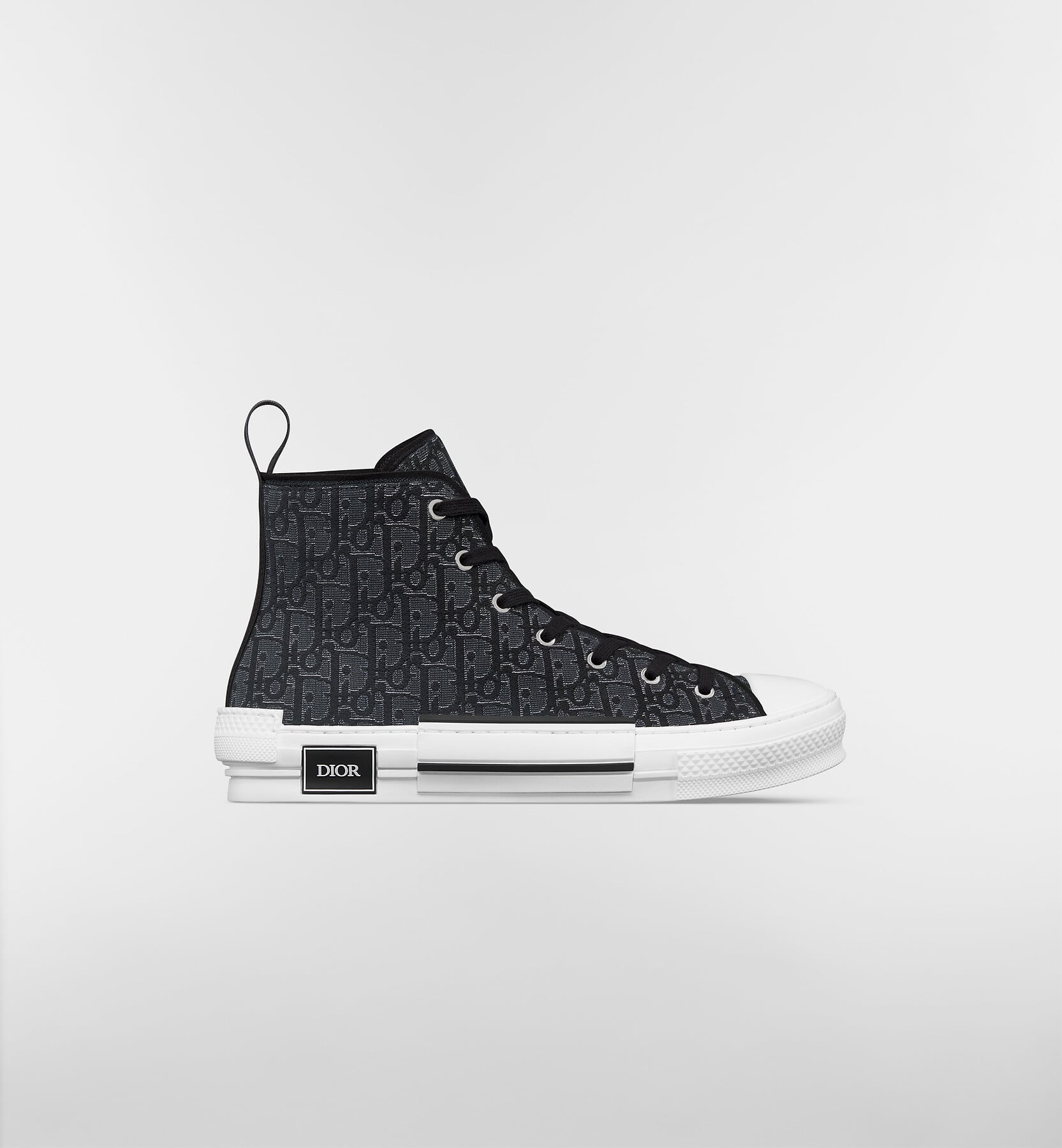 B23 League High-Top Sneaker White and Black Dior Oblique Canvas